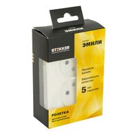 Розетка двойная без заземления с защитными шторками Эмили (белый фарфор) / Stekker RST16-5116-01