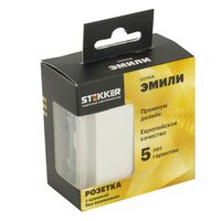 Розетка без заземления, с крышкой и защитными шторками Эмили (белый фарфор) / Stekker RST16-5113-01