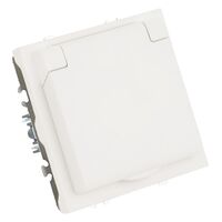 Розетка с заземлением, крышкой и защитными шторками Эмили (белый фарфор) / Stekker RST16-5112-01