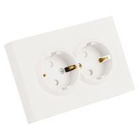 Розетка двойная с заземлением и защитными шторками Эмили (белый фарфор) / Stekker RST16-5114-01