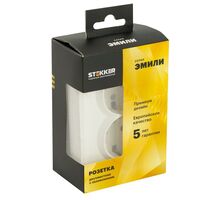 Розетка двойная с заземлением и защитными шторками Эмили (белый фарфор) / Stekker RST16-5114-01