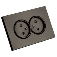 Розетка двойная без заземления с защитными шторками Эмили (антрацит) / Stekker RST10-5116-09