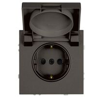 Розетка с заземлением, крышкой и защитными шторками Эмили (антрацит) / Stekker RST16-5112-09