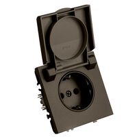 Розетка с заземлением, крышкой и защитными шторками Эмили (антрацит) / Stekker RST16-5112-09