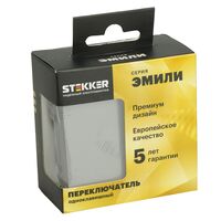 Переключатель одноклавишный Эмили (платиново-серый) / Stekker RSW10-5105-10