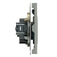 Розетка без заземления с защитными шторками Эмили (платиново-серый) / Stekker RST16-5109-10