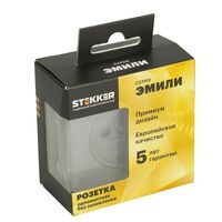 Розетка без заземления с защитными шторками Эмили (платиново-серый) / Stekker RST16-5109-10