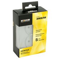 Розетка двойная без заземления с защитными шторками Эмили (платиново-серый) / Stekker RST16-5116-10