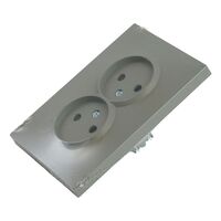 Розетка двойная без заземления с защитными шторками Эмили (платиново-серый) / Stekker RST16-5116-10