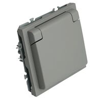 Розетка без заземления, с крышкой и защитными шторками Эмили (платиново-серый) / Stekker RST16-5113-10