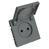 Розетка без заземления, с крышкой и защитными шторками Эмили (платиново-серый) / Stekker RST16-5113-10