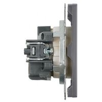 Розетка с заземлением и защитными шторками Эмили (платиново-серый) / Stekker RST16-5110-10