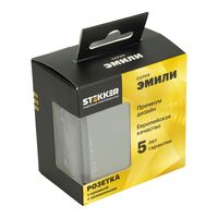 Розетка с заземлением, крышкой и защитными шторками Эмили (платиново-серый) / Stekker RST16-5112-10