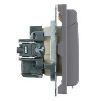 Розетка с заземлением, крышкой и защитными шторками Эмили (платиново-серый) / Stekker RST16-5112-10