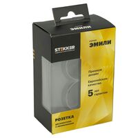 Розетка двойная с заземлением и защитными шторками Эмили (платиново-серый) / Stekker RST16-5114-10