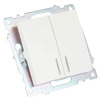 Выключатель двухклавишный с подсветкой Катрин (белый) / Stekker GLS10-7102-01