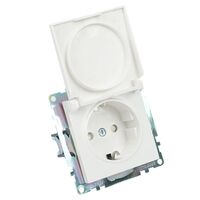 Розетка с заземлением, крышкой и защитными шторками Катрин (белый) / Stekker GLS16-7112-01