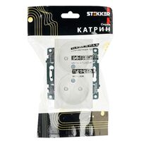 Розетка двойная без заземления с защитными шторками Катрин (белый) / Stekker GLS10-7113-01