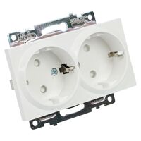 Розетка двойная с заземлением и защитными шторками Катрин (белый) / Stekker GLS16-7114-01