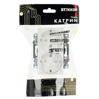 Розетка двойная с заземлением и защитными шторками Катрин (белый) / Stekker GLS16-7114-01