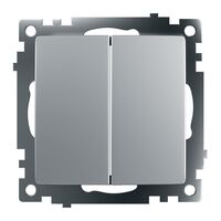 Выключатель двухклавишный Катрин (серебро) / Stekker GLS10-7104-03