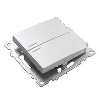 Выключатель двухклавишный с подсветкой Катрин (серебро) / Stekker GLS10-7102-03