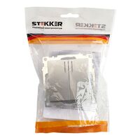 Выключатель двухклавишный с подсветкой Катрин (серебро) / Stekker GLS10-7102-03