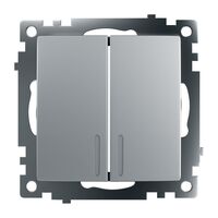 Выключатель двухклавишный с подсветкой Катрин (серебро) / Stekker GLS10-7102-03