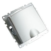 Розетка с заземлением, крышкой и защитными шторками Катрин (серебро) / Stekker GLS16-7112-03