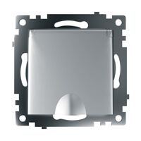 Розетка с заземлением, крышкой и защитными шторками Катрин (серебро) / Stekker GLS16-7112-03