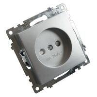 Розетка без заземления с защитными шторками Катрин (серебро) / Stekker GLS10-7109-03