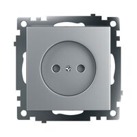 Розетка без заземления с защитными шторками Катрин (серебро) / Stekker GLS10-7109-03