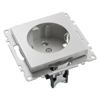 Розетка с заземлением и  защитными шторками Катрин (серебро) / Stekker GLS16-7110-03