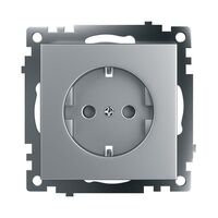 Розетка с заземлением и  защитными шторками Катрин (серебро) / Stekker GLS16-7110-03