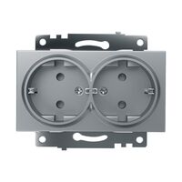 Розетка двойная с заземлением и защитными шторками Катрин (серебро) / Stekker GLS16-7114-03