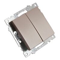 Выключатель двухклавишный Катрин (шампань) / Stekker GLS10-7104-02