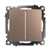 Выключатель двухклавишный Катрин (шампань) / Stekker GLS10-7104-02