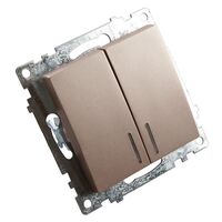 Выключатель двухклавишный с подсветкой Катрин (шампань) / Stekker GLS10-7102-02