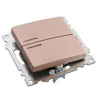 Выключатель двухклавишный с подсветкой Катрин (шампань) / Stekker GLS10-7102-02