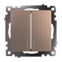 Выключатель двухклавишный с подсветкой Катрин (шампань) / Stekker GLS10-7102-02