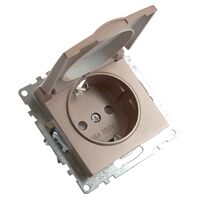 Розетка с заземлением, крышкой и защитными шторками Катрин (шампань) / Stekker GLS16-7112-02