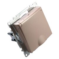 Розетка с заземлением, крышкой и защитными шторками Катрин (шампань) / Stekker GLS16-7112-02