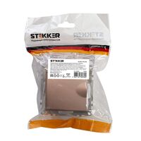 Розетка с заземлением, крышкой и защитными шторками Катрин (шампань) / Stekker GLS16-7112-02