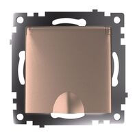 Розетка с заземлением, крышкой и защитными шторками Катрин (шампань) / Stekker GLS16-7112-02