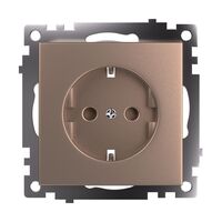 Розетка с заземлением и защитными шторками Катрин (шампань) / Stekker GLS16-7110-02