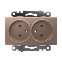 Розетка двойная без заземления с защитными шторками Катрин (шампань) / Stekker GLS10-7113-02