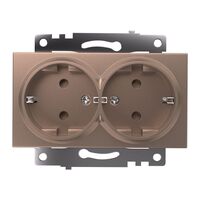 Розетка двойная с заземлением и защитными шторками Катрин (шампань) / Stekker GLS16-7114-02