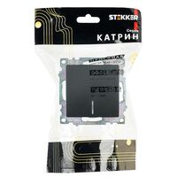 Выключатель одноклавишный с подсветкой Катрин (черный) / Stekker GLS10-7101-05