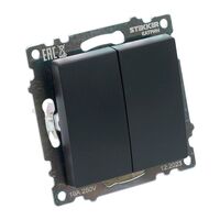 Выключатель двухклавишный Катрин (черный) / Stekker GLS10-7104-05