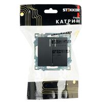 Выключатель двухклавишный с подсветкой Катрин (черный) / Stekker GLS10-7102-05